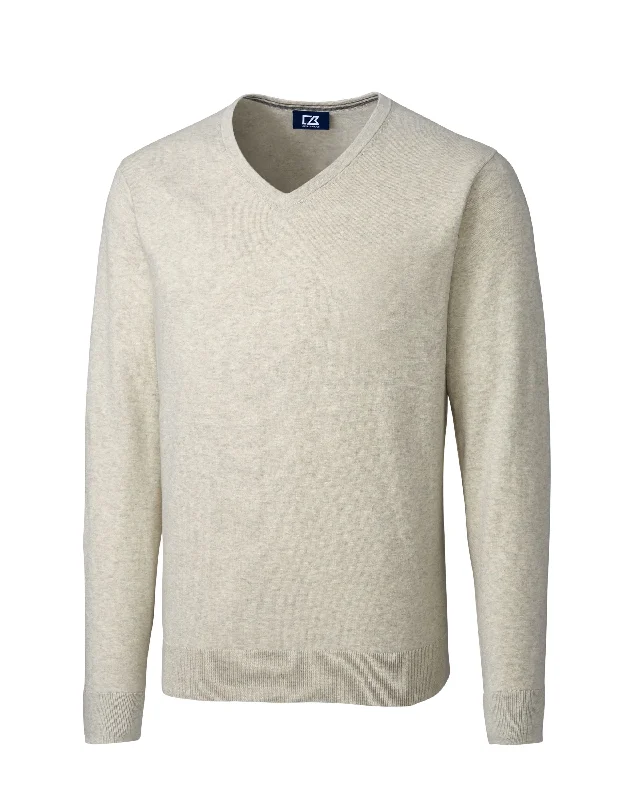 Early Access Cutter & Buck Lakemont Tri-Blend V-Neck Pullover Sweater Oatmeal Heather