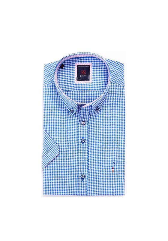 Andre Camden Gingham Short Sleeve Shirt, Blue