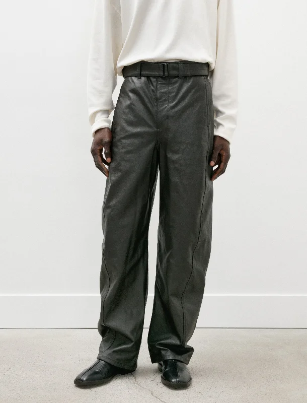 Leather Belted Twisted Pants Dark Espresso