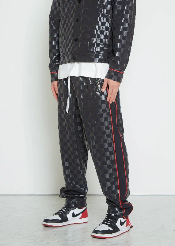 Value Deals Konus Men's Tonal Checker Printed Pants in Black