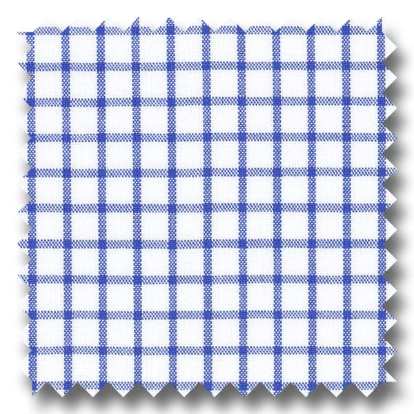 Huge Savings Medium Blue Grid Check Broadcloth - Custom Dress Shirt