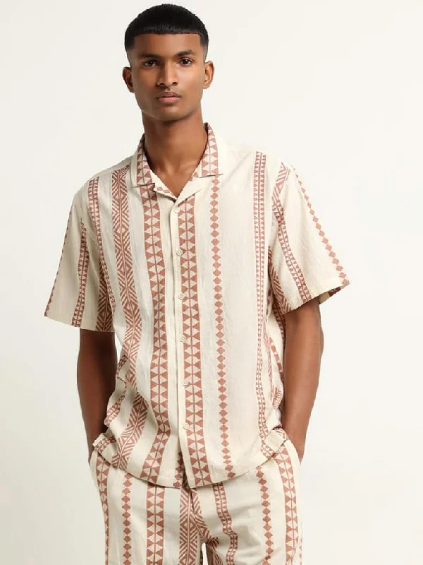 Price Rollback ETA Stone Printed Cotton Relaxed Fit Shirt