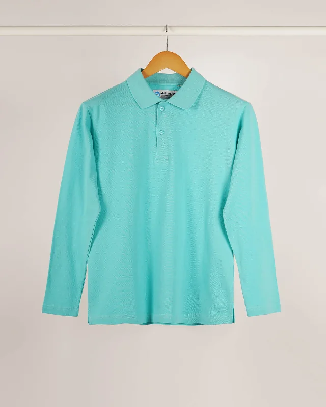 Online Exclusive Full Sleeves Polo: Robin Egg Blue