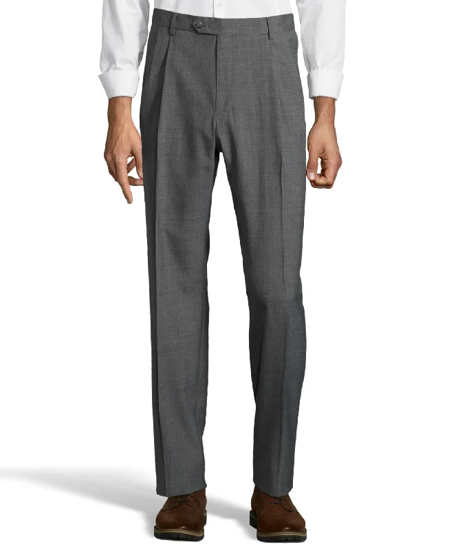 Low Price Palm Beach Wool/Poly Md Grey Pleated Expander Pant