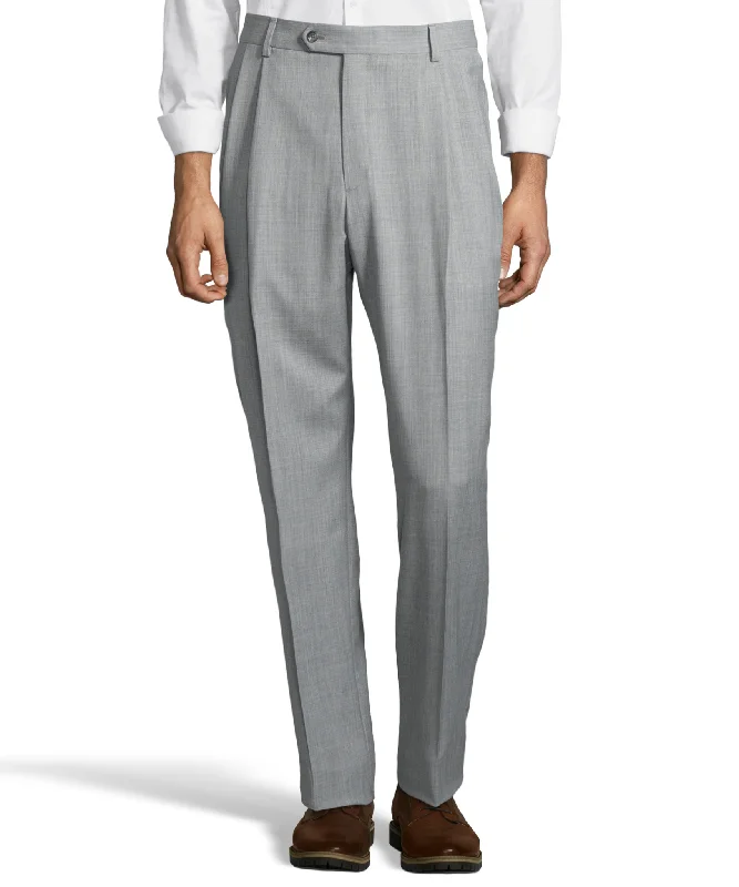 Now Available Palm Beach 100% Wool Gabardine Grey Pleated Pant