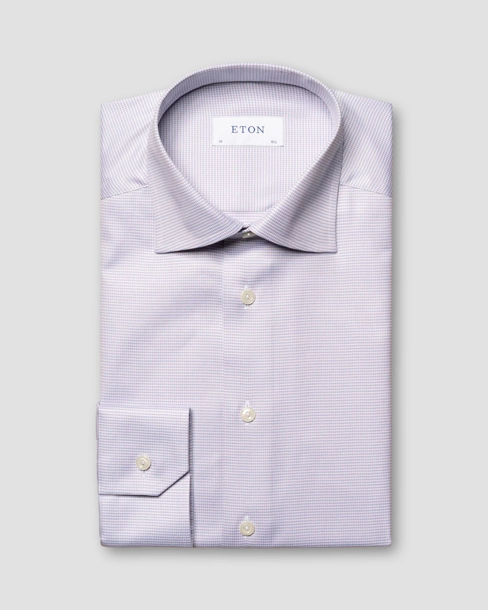 Weekend-Only Price Drops Pink Houndstooth Cotton & Tencel Contemporary Fit Shirt - ETON