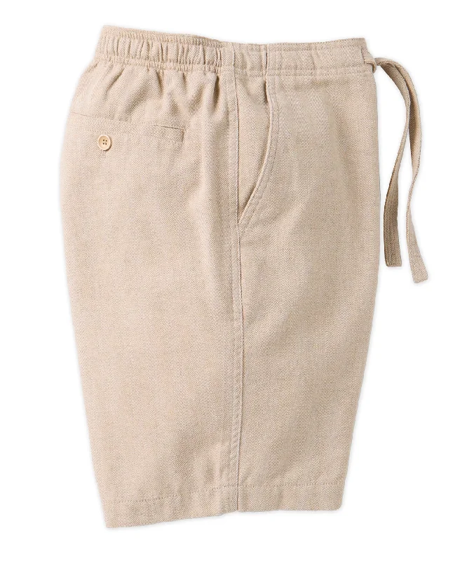 Early Bird Discount Cotton-Blend Herringbone Drawstring Shorts