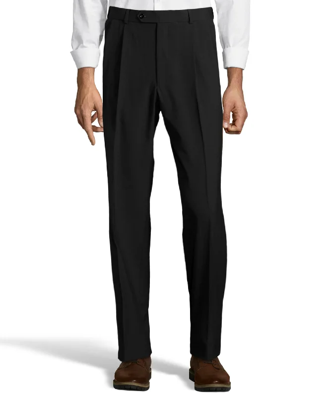 Take Action Palm Beach Wool/Poly Black Pleated Expander Pant