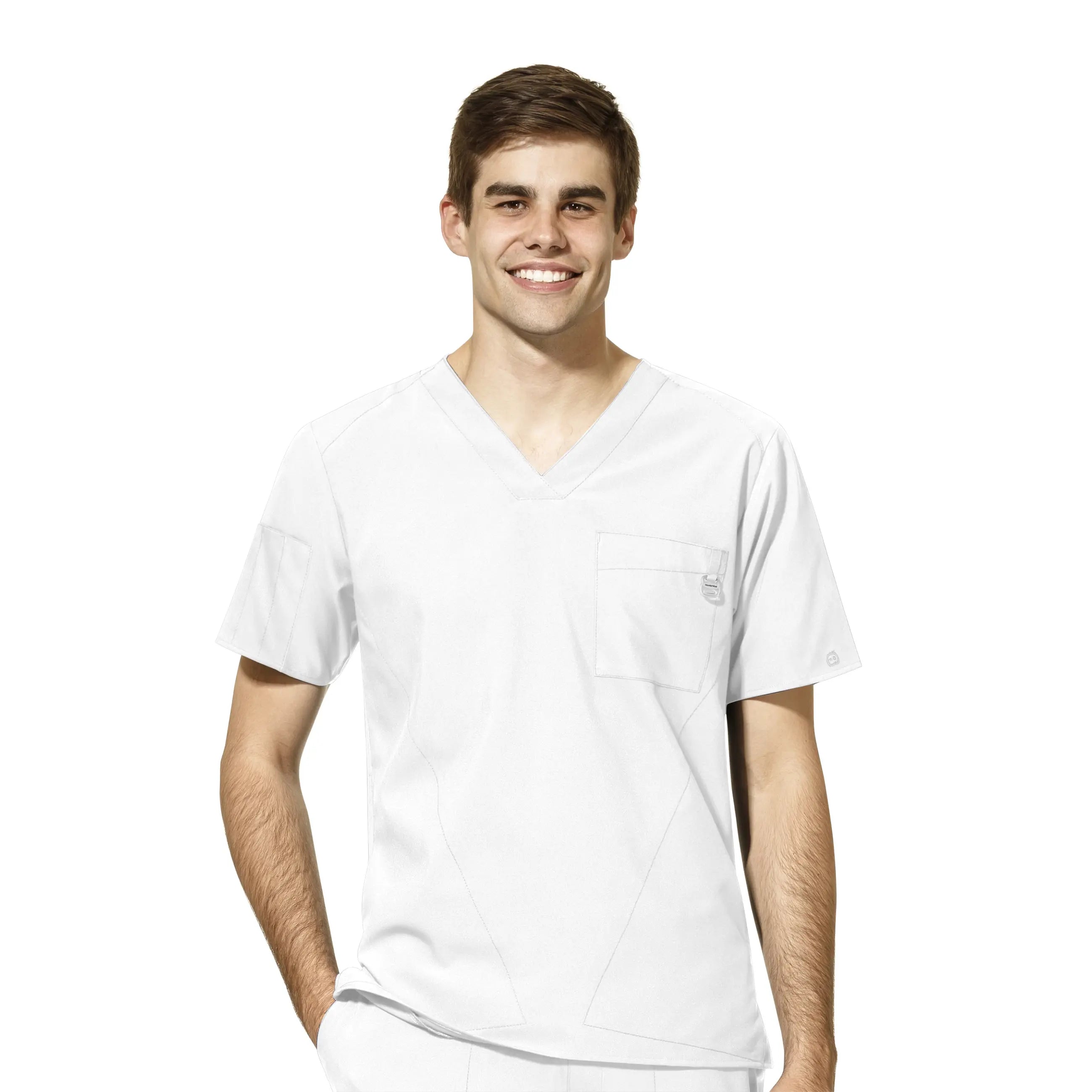 Clearance Sale Wink Men's W123 V-Neck Scrub Top - White