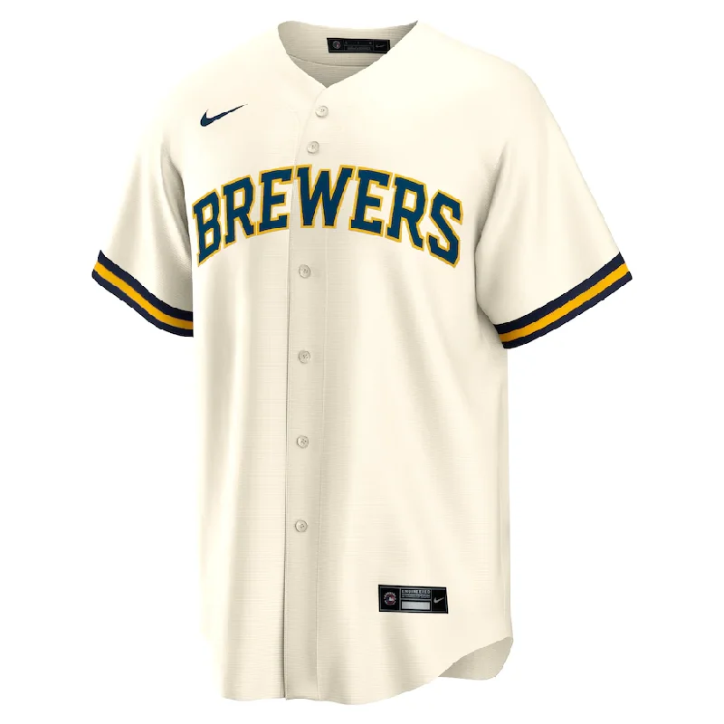 Weekend Deal Nike Men's Milwaukee Brewers Cream Home Replica Team Jersey