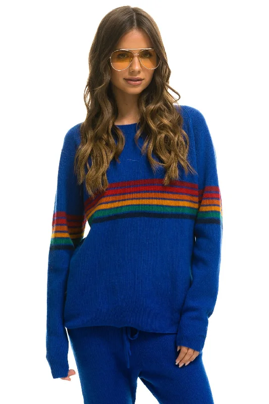 RAINBOW STRIPE 6 UNISEX CASHMERE SWEATER	- LAPIS