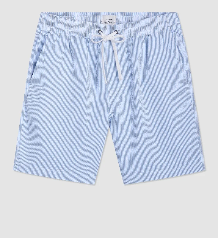 Weekend Savings Spree Seersucker Bengal Stripe Short - Light Blue
