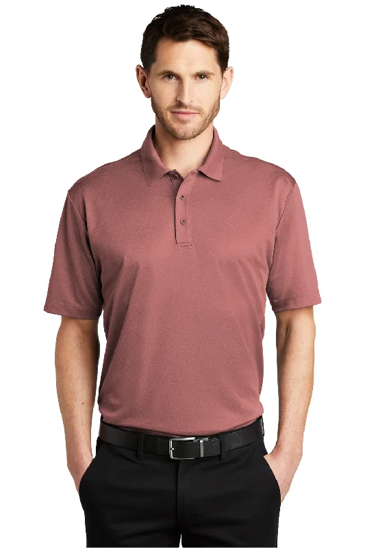 Port Authority Mens Silk Touch Performance Moisture Wicking Short Sleeve Polo Shirt - Heather Garnet Red - Closeout