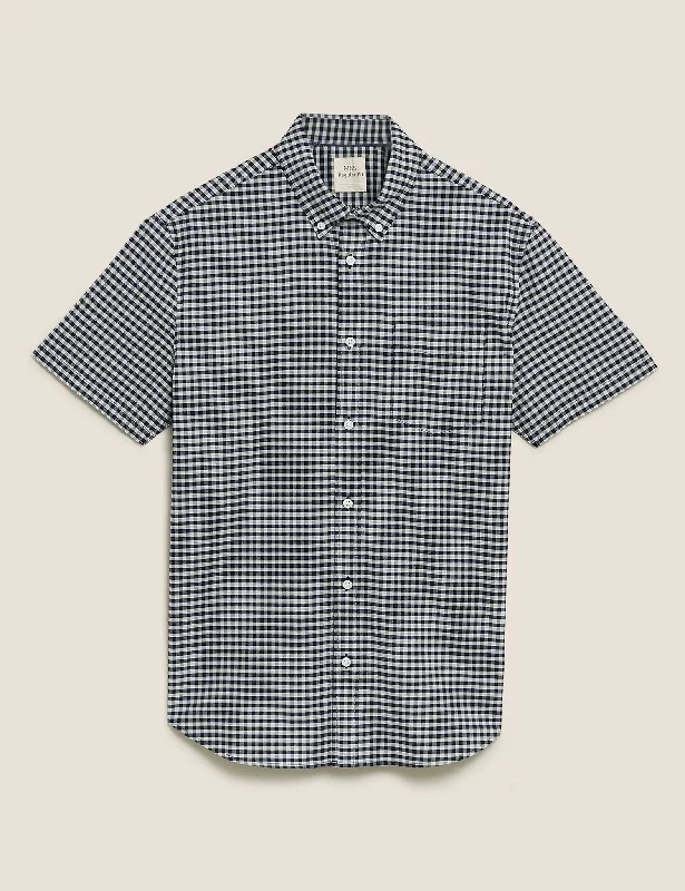 Weekend Flash Sale Pure Cotton Gingham Check Oxford Shirt