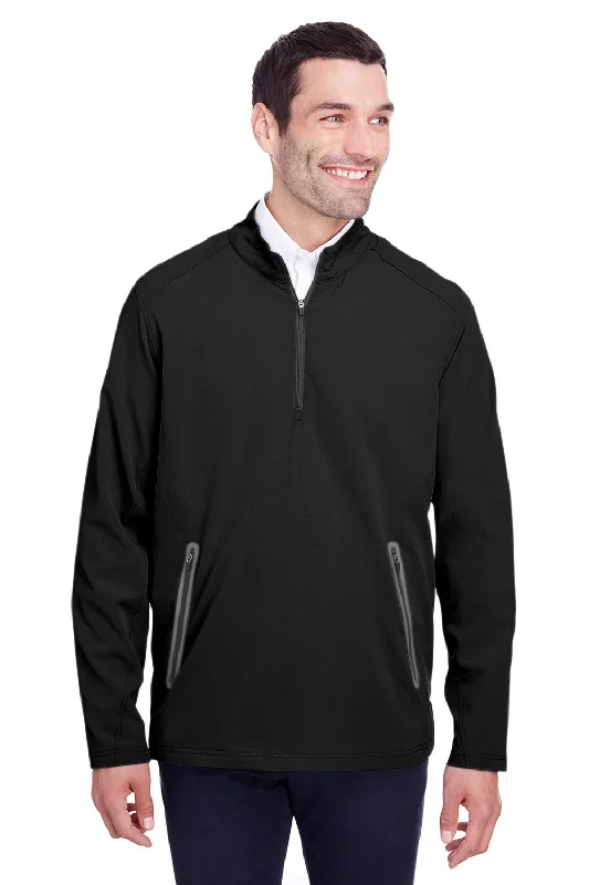 New Arrival North End Mens Quest Performance Moisture Wicking 1/4 Zip Sweatshirt w/ Pockets - Black/Carbon Grey - Closeout