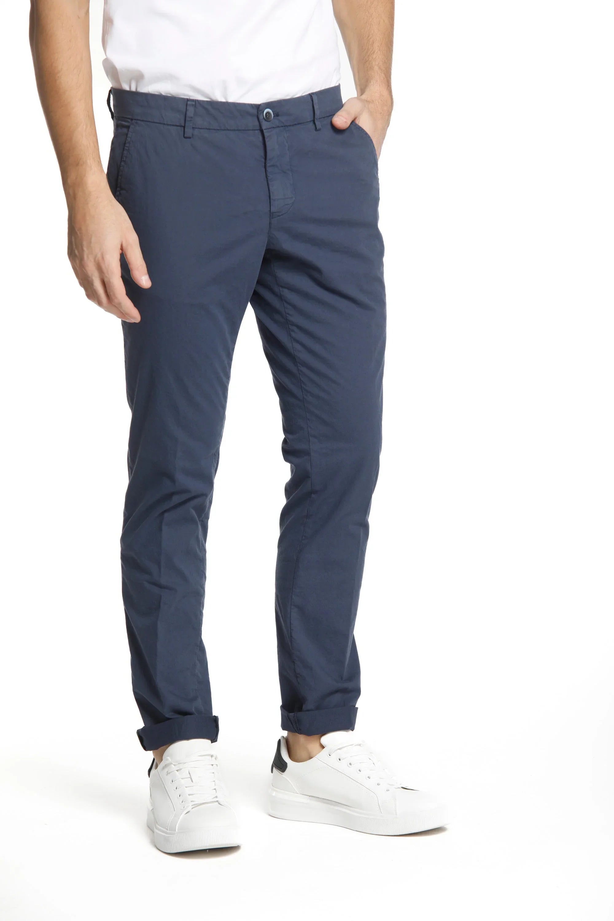 Hot Buy Navy Blue Chino Gaberdine Stretch - Mason's