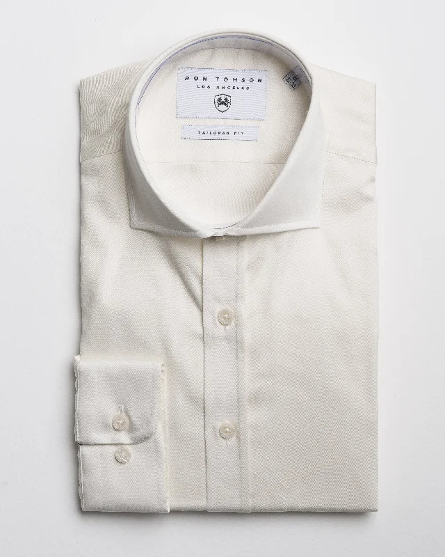 Spread Collar Dress Shirt - Beige