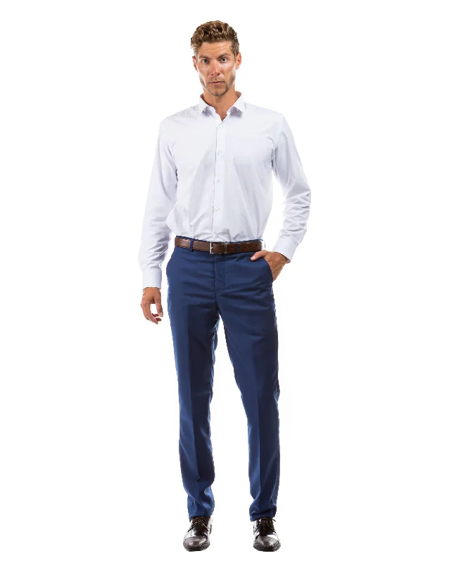 Mens Dress Pants Slim Fit UNHEMMED, Blue