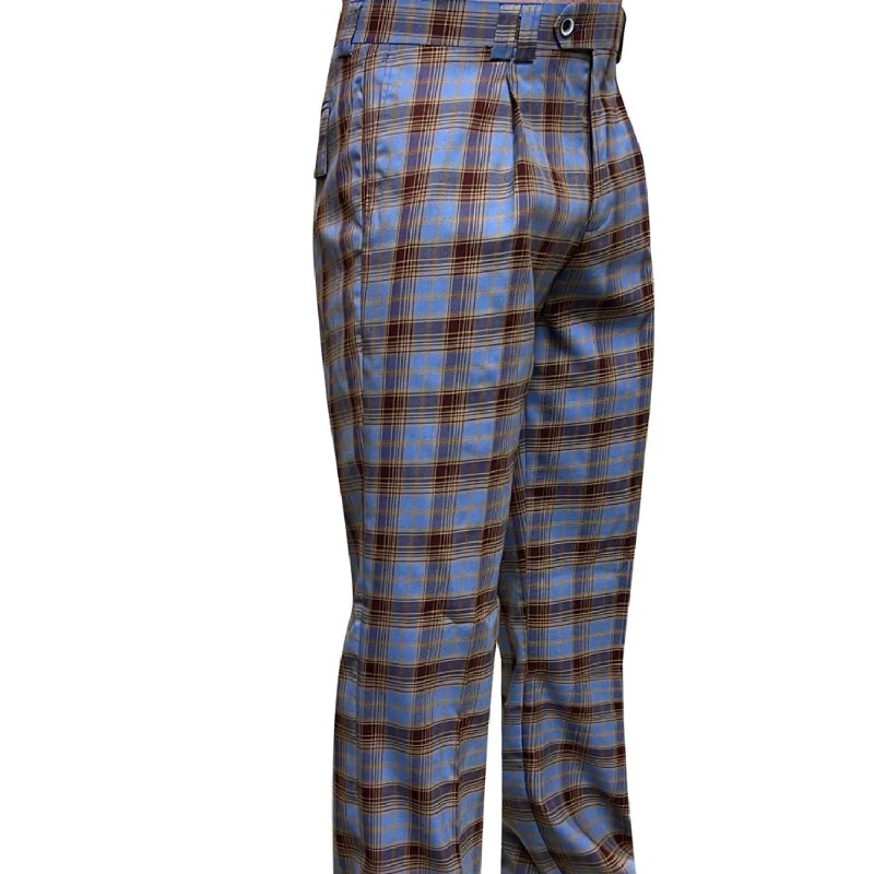 Antlia Collection: Blue Plaid Wide-Leg Pants