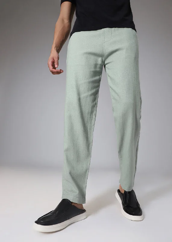 Don't Wait Green Drawstring Linen Pant