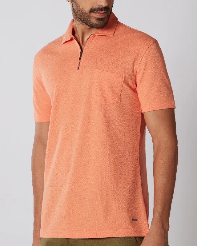 Signature Zipper Polo T-Shirt - Orange