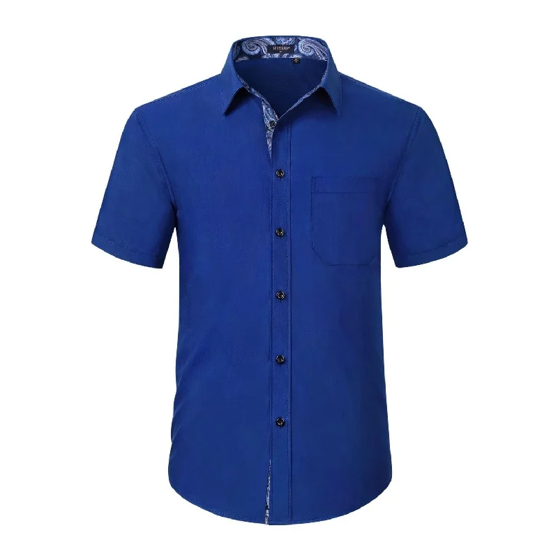 Men's Short Sleeve Shirt with Pocket - B1-ROYAL BLUE