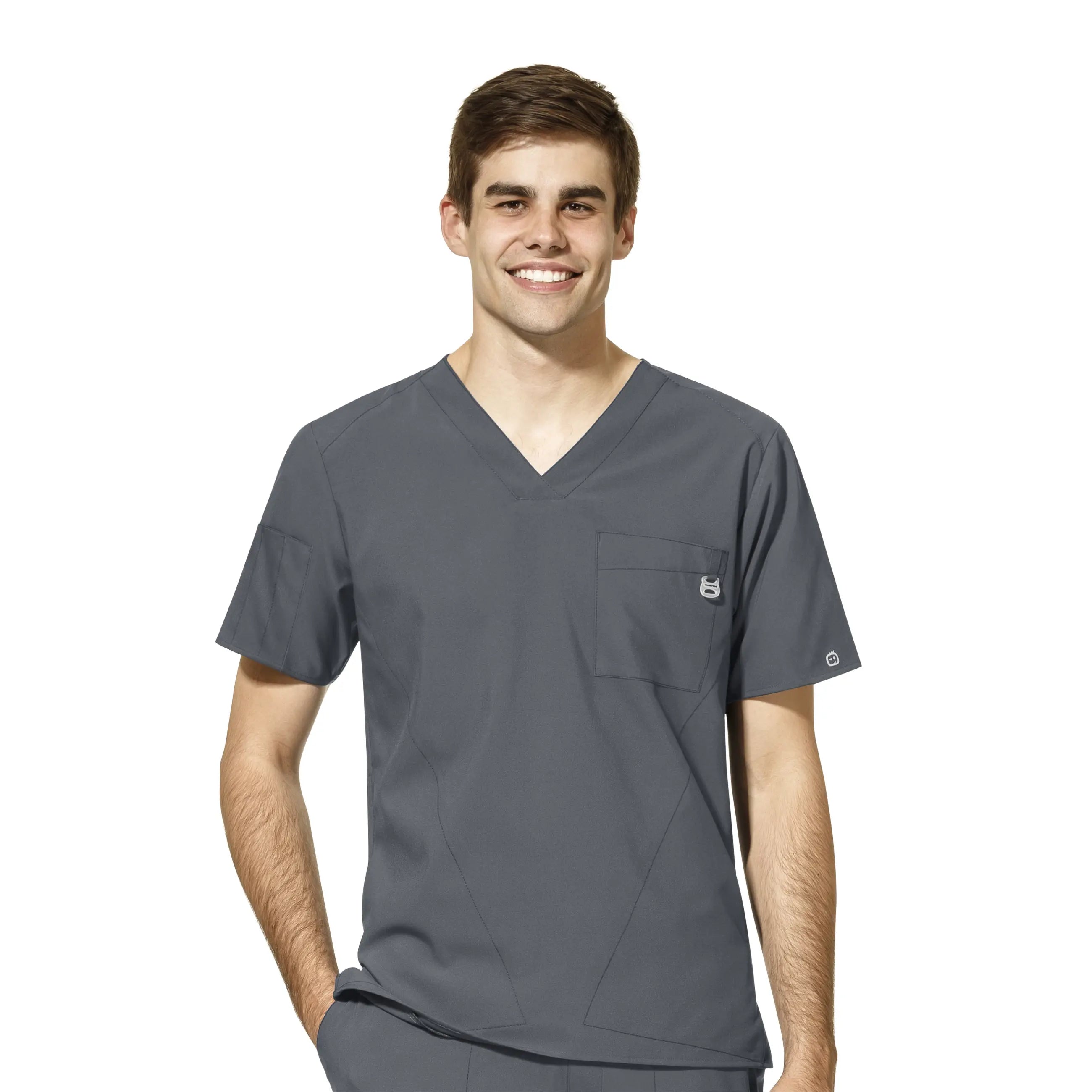 Hot Buy Wink Men's W123 V-Neck Scrub Top - Pewter
