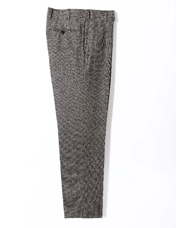 Hurry In BKT50 Tailored Trousers in Super 130s Houndstooth Flannel - Smoke