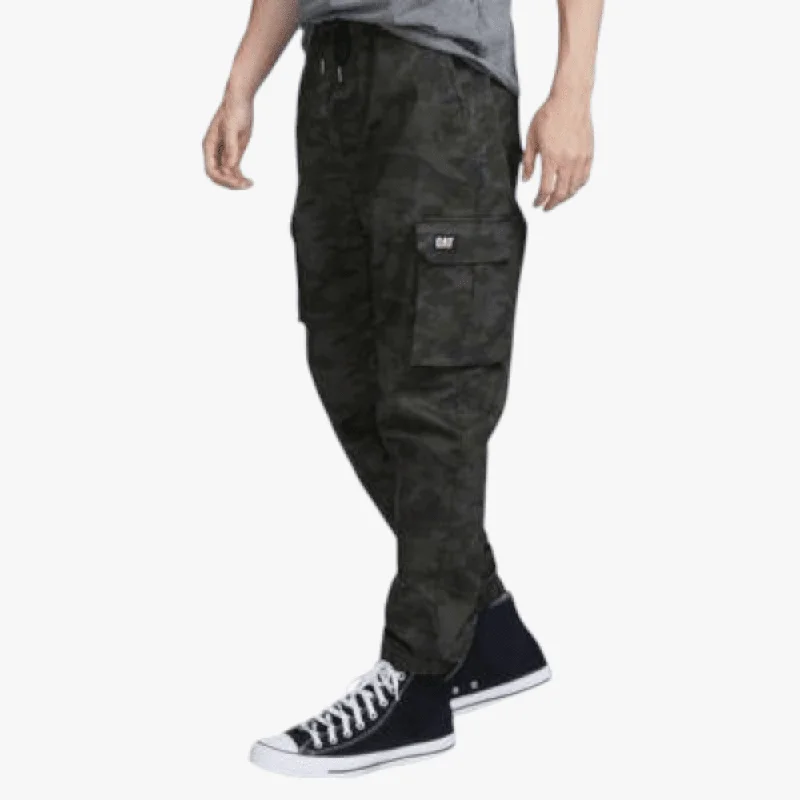 Don't Miss Cat Mens Utility Tie Waist Cargo Jogger Pants Night Camo