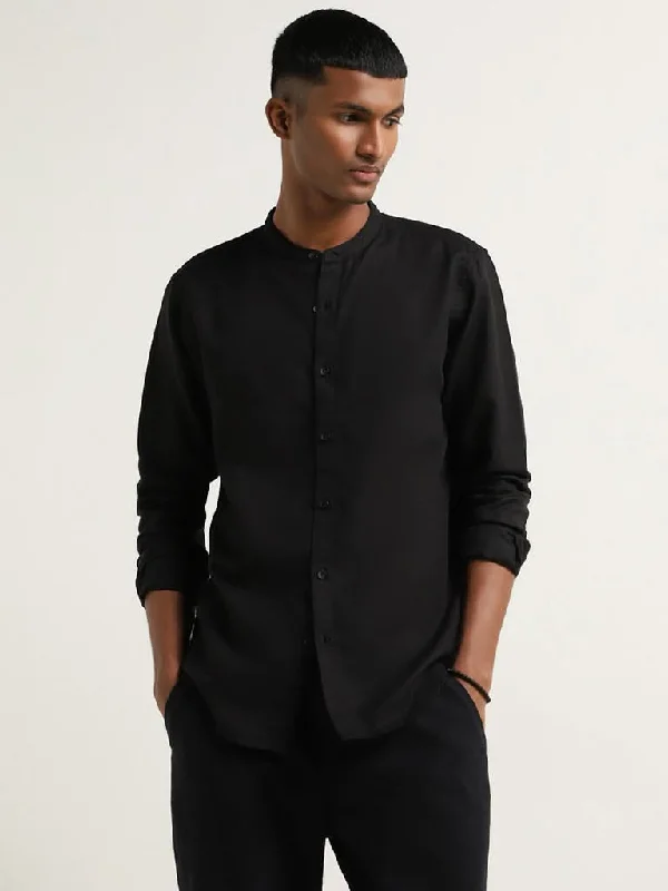 Final Markdown ETA Black Resort Fit Blended Linen Shirt