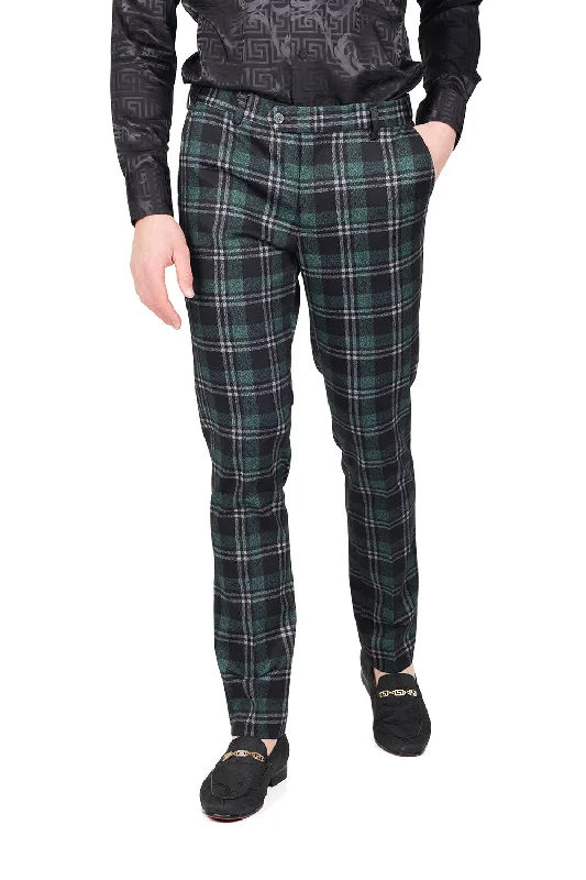 Barabas CP151 Pants Dud Slim Plaid Pants Black/Green