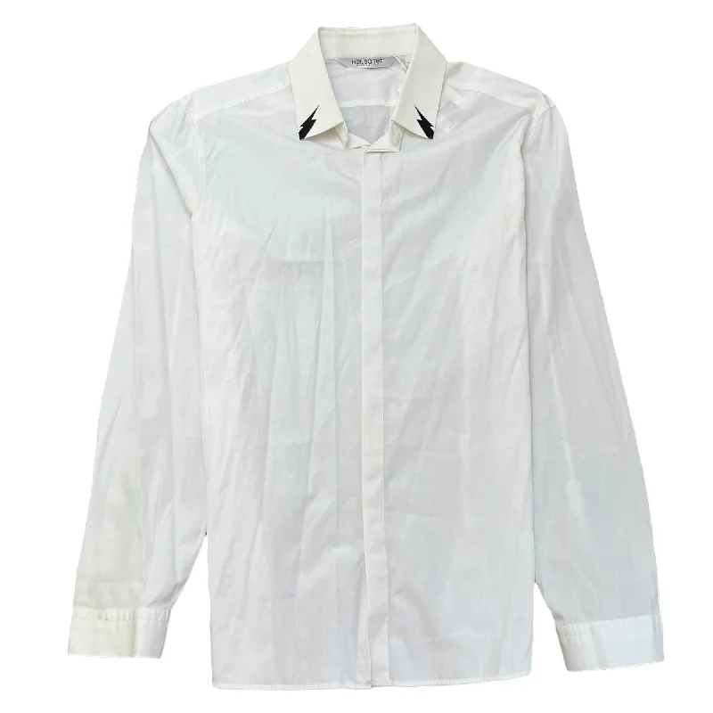 Amazing Value Men's Lighting Bolt Long Sleeve Shirt White Size L