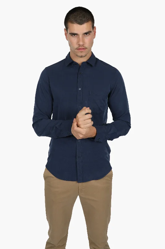 Weekend Savings Bonanza Navy Peached Tencel Shirt