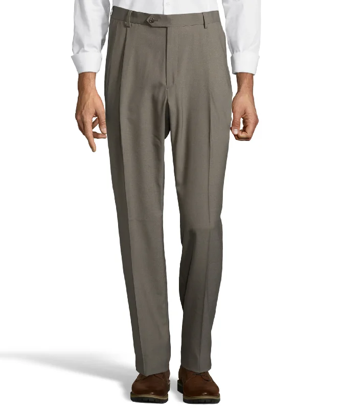New Deal Palm Beach Wool/Poly Olive Pleated Expander Pant