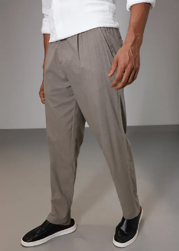 Today’s Special Greyish Brown Comfort Fit Linen Pant