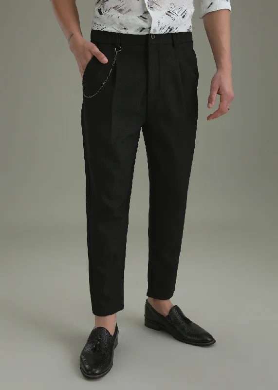 Price Drop Alert Black Textured Korean Pant