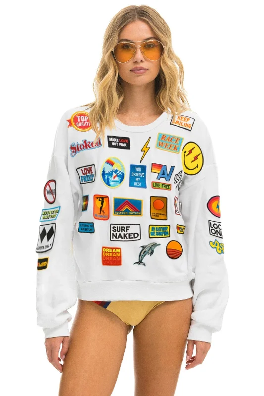 Blowout Sale VINTAGE PATCH RELAXED CREW SWEATSHIRT - WHITE