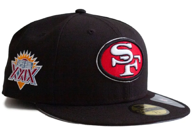 Don't Wait New Era Black San Francisco 49ers Super Bowl XXIX Side Patch 59FIFTY Fitted Hat-blk/red Don't Wait New Era Black San Francisco 49ers Super Bowl XXIX Side Patch 59FIFTY Fitted Hat-blk/red