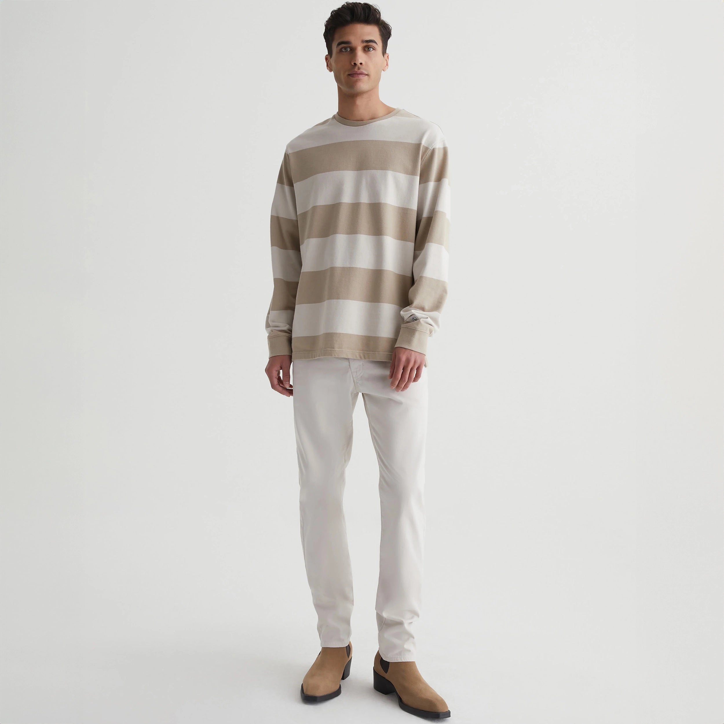 Weekend Discounts to Celebrate Pebble Creek (Off-White) Modern Slim Tellis Sueded Pants - AG