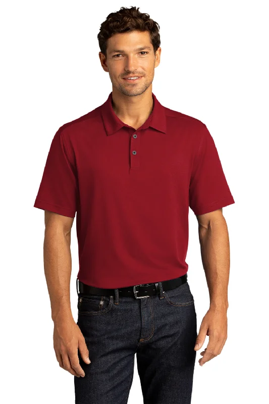 Port Authority Mens City Moisture Wicking Short Sleeve Polo Shirt - Garnet Red