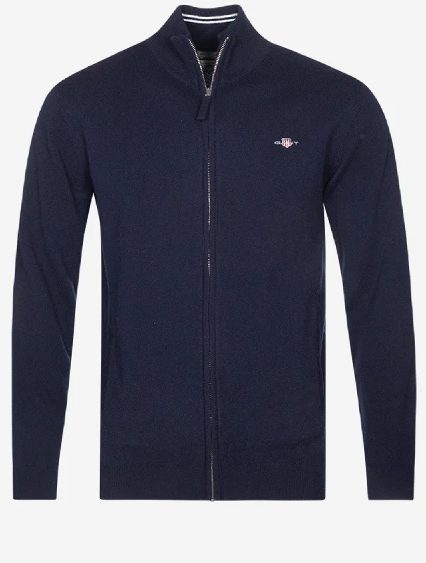 Mega Sale Strickjacke aus superfeiner Lammwolle mit Reißverschluss in Marineblau