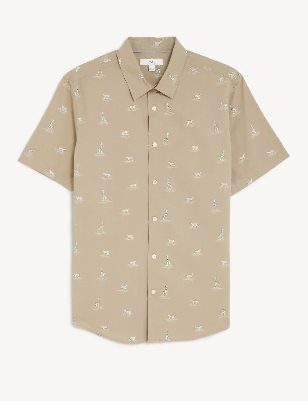 Deal Zone Pure Cotton Wildlife Print Shirt
