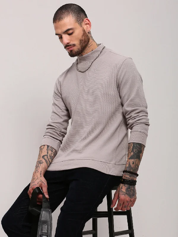 Midnight Sale Men Grey Solid Sweater