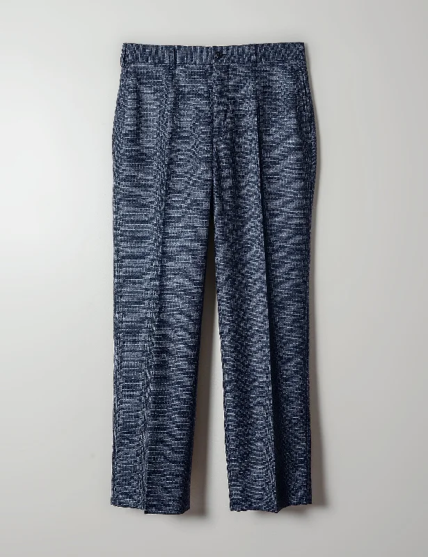 Best Bargains BKT36 Straight Leg Pant in Brushed Wool Microgrid - Navy