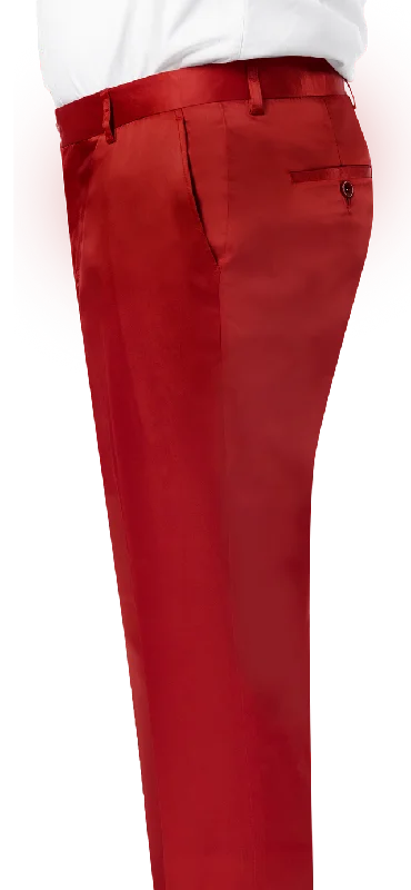 Kent & Park PS-02 Satin Slim Fit Pants Red