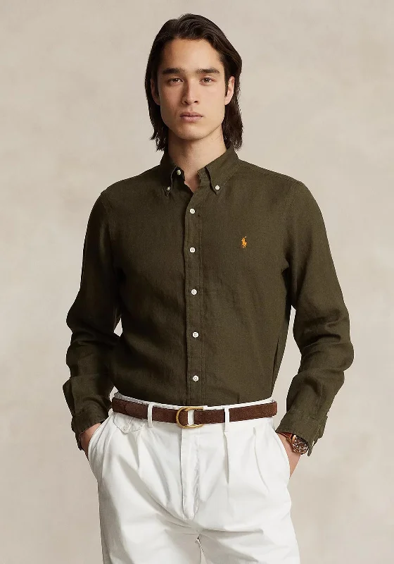 Special Offer Ralph Lauren Custom Fit Linen Shirt, Armadillo
