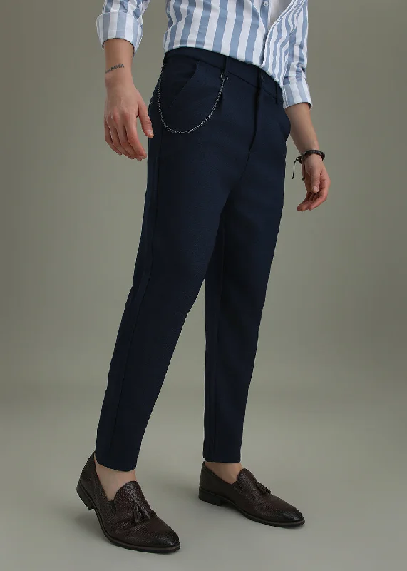 Savings Alert Dark Blue Textured Korean Pant