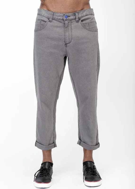 Limited Time Offer Konus Men's Cropped Twill Pant With Dart Detail in Gray
