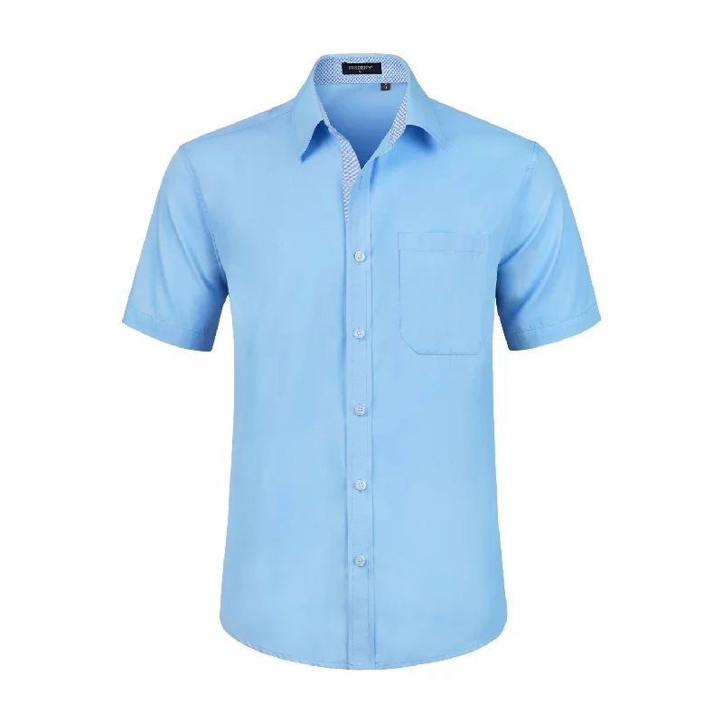 Men's Short Sleeve Shirt with Pocket - A1-BLUE2