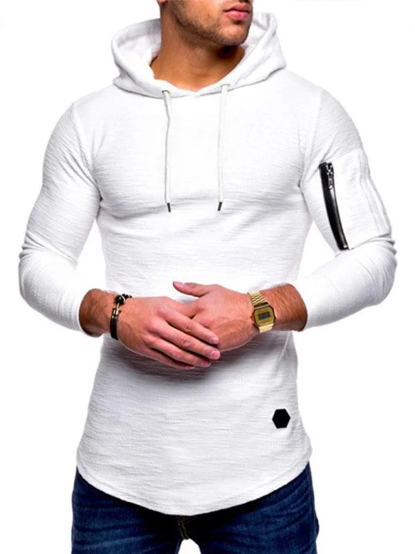 Low Cost Hooded Men Casual T-Shirt Solid